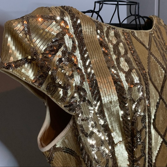Adrianna Papell Gold Sequin Dress - Picture 3 of 9